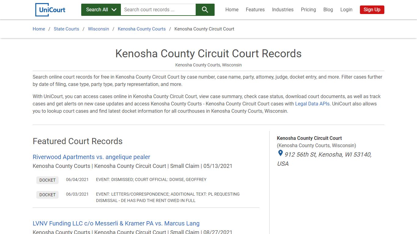 Kenosha County Circuit Court Records | Kenosha | UniCourt